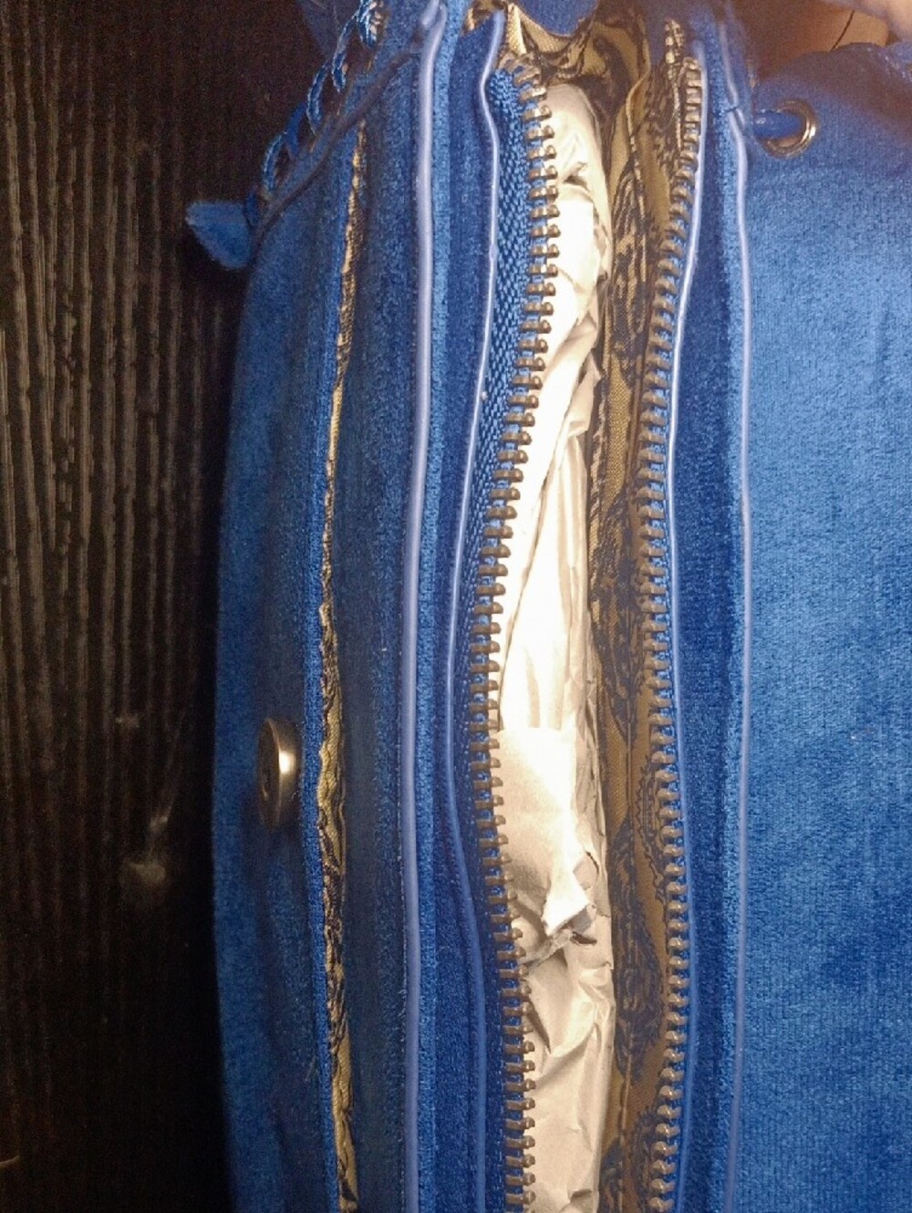Ed Hardy Royal Blue Suede Lace-Up Shoulder Bag with Coin Pouch - Picture 3 of 7